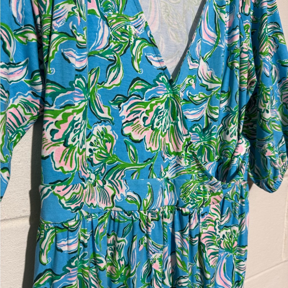 Lily Pulitzer NWOT Brantley Midi Wrap Dress Chick Magnet Print 100% Cotton Large - Picture 3 of 6